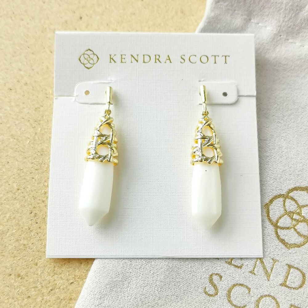 NEW Kendra Scott Gold White Mussel Natalie Earrings